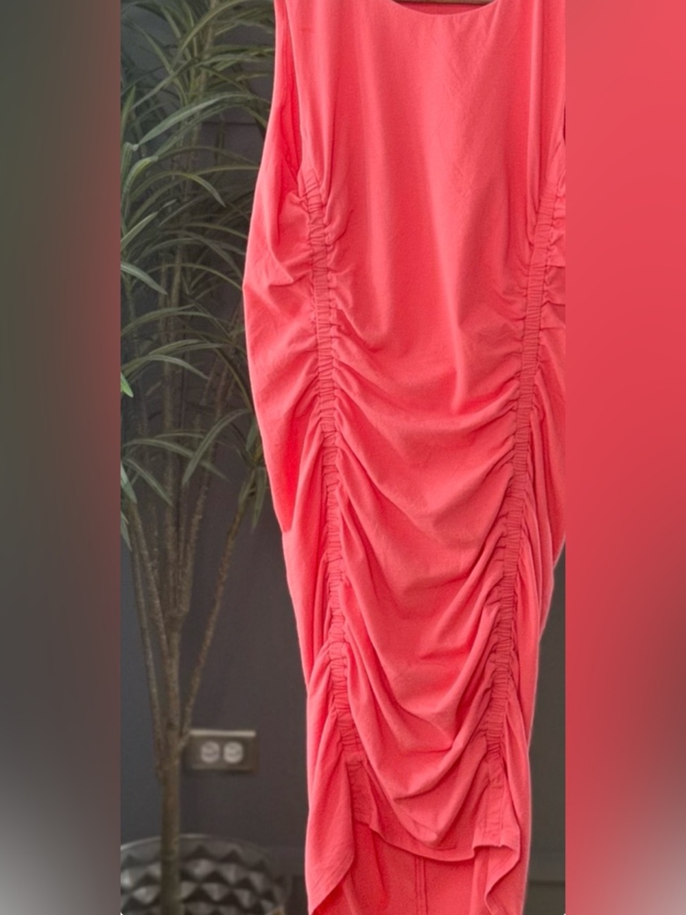 ATHLETA Stella Dress Coral Ruched Bodycon Lined Size Small - Picture 3 of 7